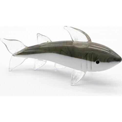 Gray Murano Glass Shark Art Figurines Miniature Handmade Cute Simulation Sea Animal Crafts Ornaments Aquarium Decor Accessories