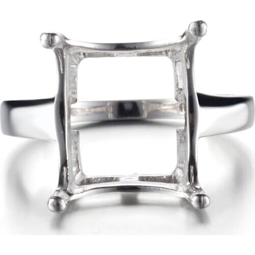 Shruno 11x13mm Emerald Cut Solid 14k White Gold AU585 Women Trendy Fine Jewelry Semi Mount Engagement Ring Setting