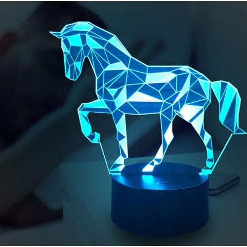Night Light 3D Acrylic Horn Horse Illusion LampLight for Bedroom Decor LED Light Atmosphere Bedside Night Lamps Kids Gift