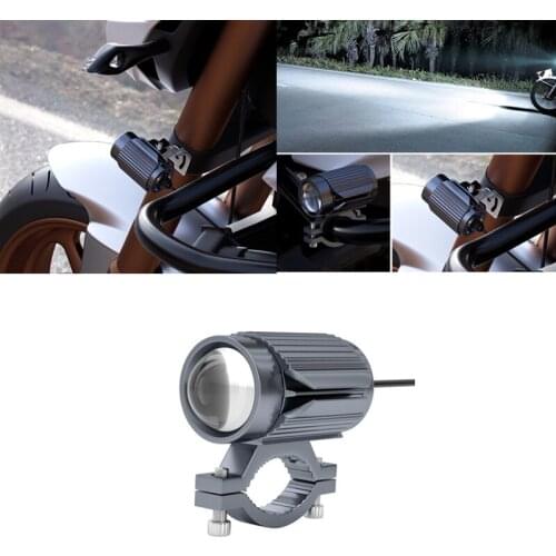 LED Motorcycle Headlight External General Purpose Electric Vehicle Car Lens Spotlight Tri-color Headlight With Double Bracket