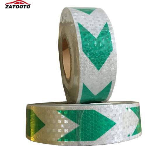 ZATOOTO 5CM*45M Double Arrow Style Reflective Safety Warning Tape Sticker Green White Arrow Car Motorcycle Reflective Film