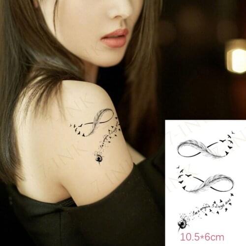 Feather Bird 8 Element Pattern Dandelion Temporary Tattoo Sticker Fake Tattoos for Women Men Body Makeup Waterproof Stickers