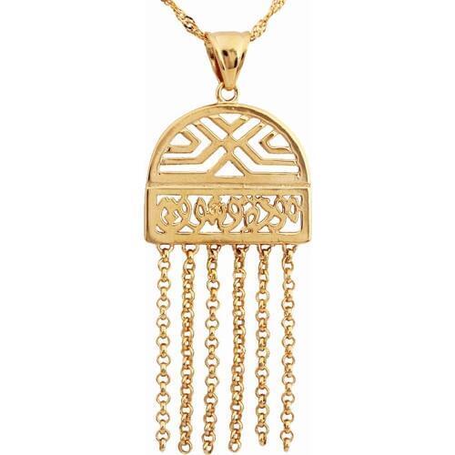 Vintage Gold color crystal Islamic Muslim Pendant & necklace fashion leaf shape jewelry