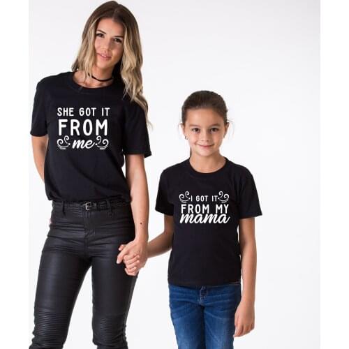 Funny Cute Summer Tee Shirts Family Matching Tops Tees 1pcs She Got It From Me & I Got It From My Mama Mom and Kids T-shirts