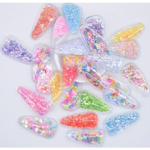 Randomly 20Pcs/lot 56*30mm Transparent PVC BB Clips Filling Shakers Applique for DIY Headwear Hairpin Bow Decor Accessories C27