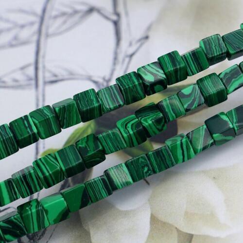 Green malachite square block shape 6x6mm loose beads 15inches 2 piece/lot DIY stone suitable for women jewelry