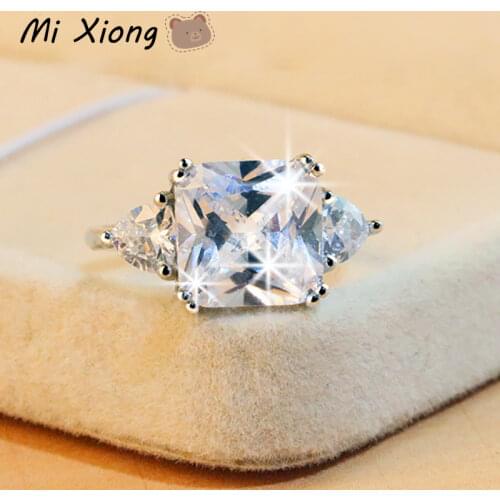 Mi Xiong s925 sterling silver original design oversized crystal ring shines luxury aristocratic charm ladies engagement jewelry