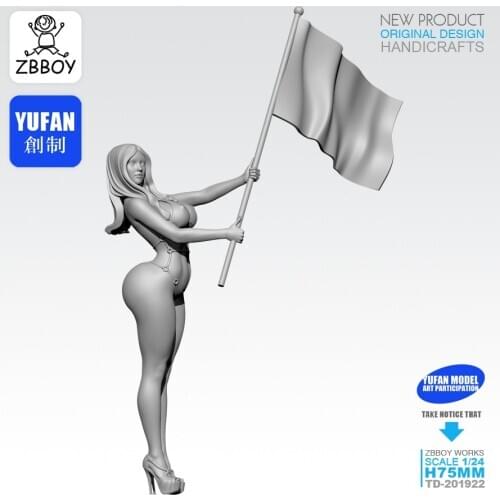 1/24 Resin Kits Figure Love Beauty resin soldier (with flag) TD-201922