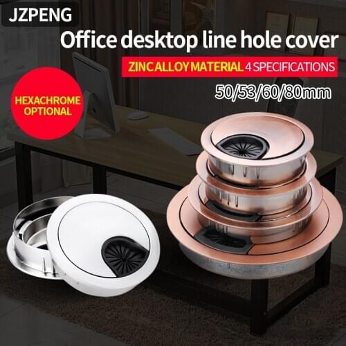 1PC 50 53 60mm desktop zinc alloy cable hole cover PC computer desk round wire closing buttonhole cable organizer