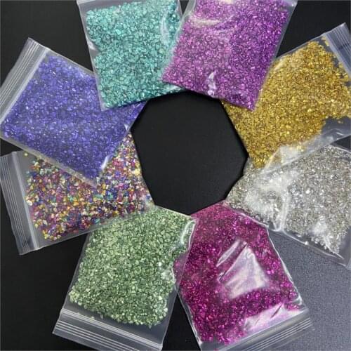 20g Nailart Small Metal Irregular BeadStone Silver/Gold Broken Glass 3D Shell Glitter Nails Art Decoration Colorful Stones PD134
