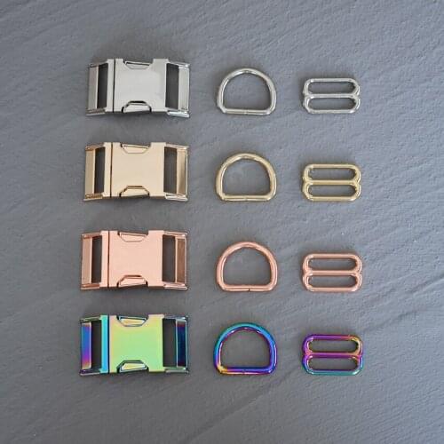 20 Sets 25mm Metal Buckle 8 Adjust Buckle D Ring /Three-Pieces for Dog Collar Necklace Handmade Webbing DIY Accessory 25-3s8