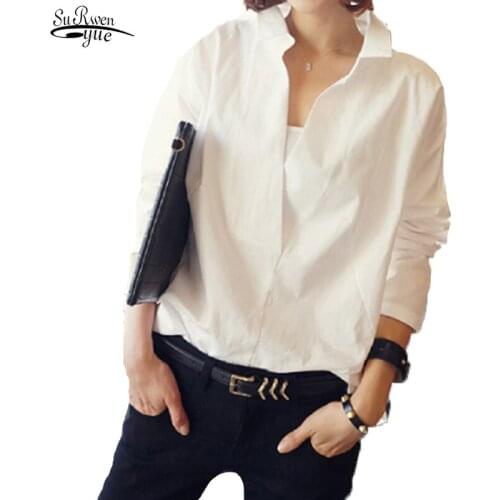 2021 V-neck White Shirt Female New Women Tops Autumn Long Sleeve Blouses Lace Shirts Women Clothing Solid Casual Blouse D95 30