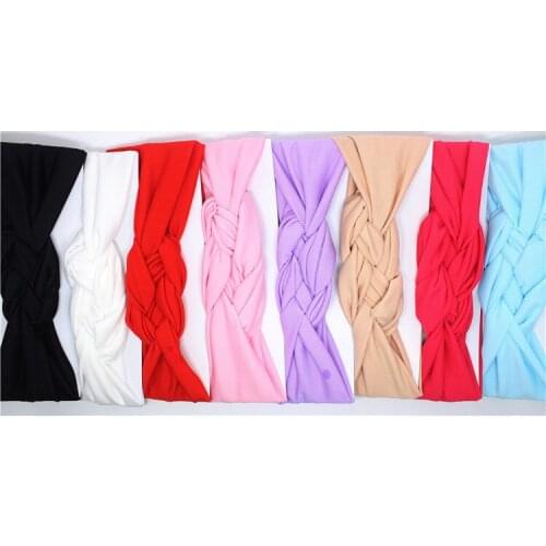 300pcs/lot Women Stretch solid color Twist double knot Headband Turban Sport/Yoga Head Bandana Headwear 8 color for choose