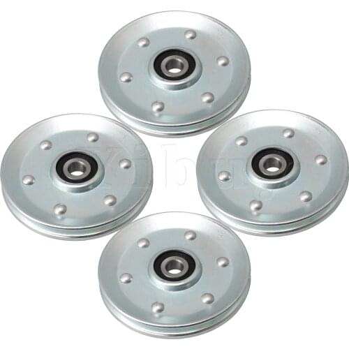 4 x Iron Bearing Steel Cable Pulley Wheel V Type Idler Pulley 9x1x1.1cm