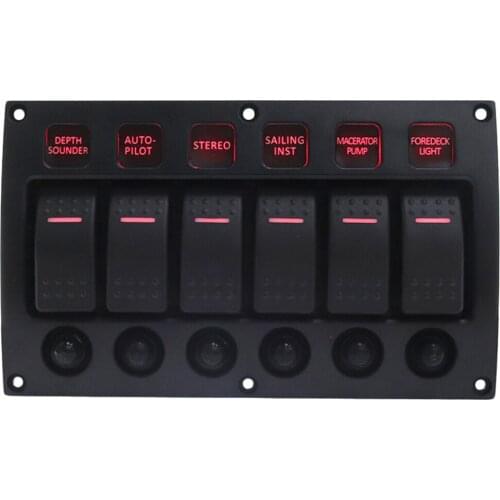 6 ​​Boat Marine RV 12V 24V Rocker Switch Panel LED Display Auto Fuses