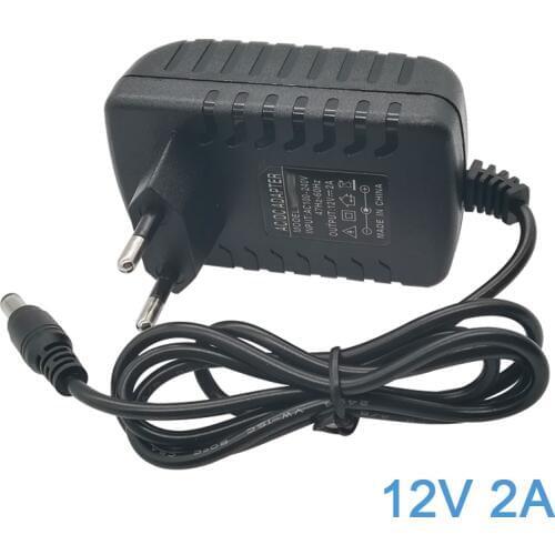 AC 100-240V to DC Adapter 12V 2A Charger Transformers Switching Power for 12Volt 3528/5050 LED Strip Lights String with 5.5*2.5m
