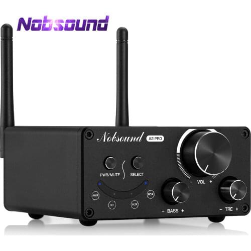 Nobsound HiFi Bluetooth 5.0 Digital Power Amplifier Bass Audio Amp w/Dual Antenna Long Range 130W+130W APTX-HD