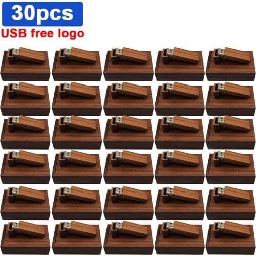 30pcs/lot Wooden USB Flash Drive Pendrive 4GB 8GB 16GB 32GB 64GB Usb 2.0 Memory Stick Custom LOGO for Photography Wedding Gift