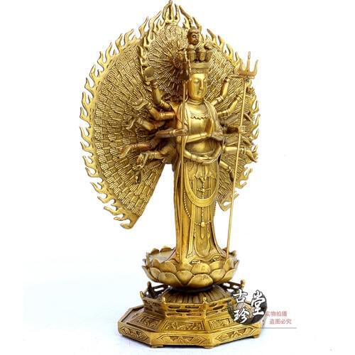 Pure copper thousand hand Guanyin station like ornaments Guanyin Bodhisattva Buddha home decoration lucky