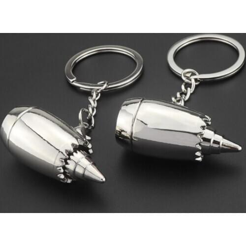 New creative aircraft turbine pendant key ring fashion keychain storage key portable engine jewelry silver color jewelry mens a