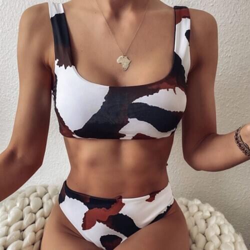 2020 bikini set Cow print Swimwear Women Vest style bikini set beach Bathing Suit New Fashion