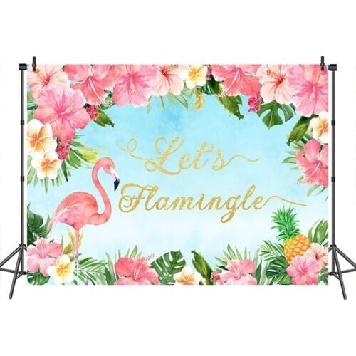 Mocsicka Baby Shower Photography backdrop Lets Flamingle Summer Hawaii Aloha Birthday Party Decoration Banner for Photo Studio