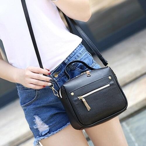 Fashion Korean Version Lychee Pattern Versatile Shoulder Messenger Handbag Casual PU Leather Womens Crossbody Bag Bolsos Mujer
