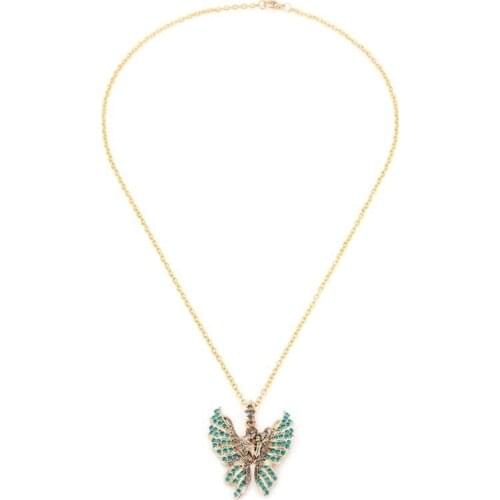 2020 New Green Crystal Butterfly Pendant Necklace Jewelry Couple Fairy Lover Cubic Zirconia Butterfly Necklaces Jewelry C1FE