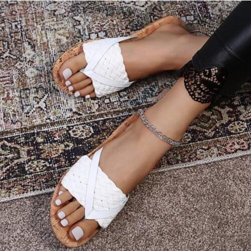 2021 summer womens new Woven sandals for style flip-flops, student flat-bottomed casual sandals wholesale slippers