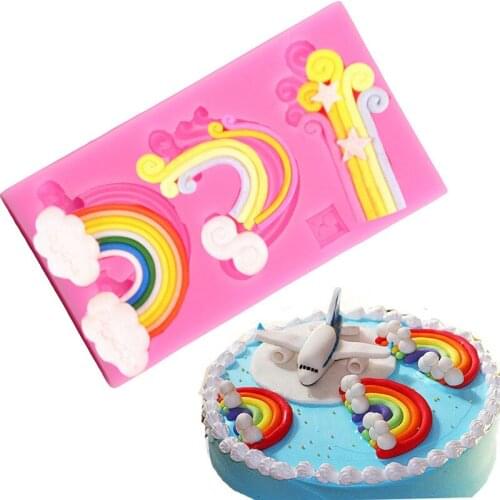 Rainbow Shape Fondant Cake Silicone Mold Candy Biscuits Molds Soap Chocolate Mould DIY Pastry/Cake Decoration Baking Tools Aouke