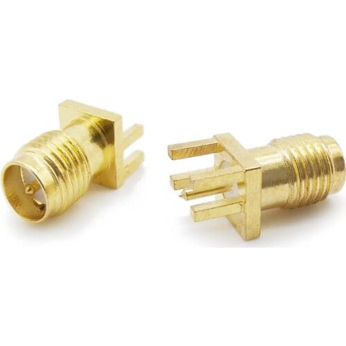 RP-SMA Female Jack Nut RF Coaxial Connector End Launch PCB Clip Edge Mount 4 Pin Straight Goldplated (10 5 2PCS)