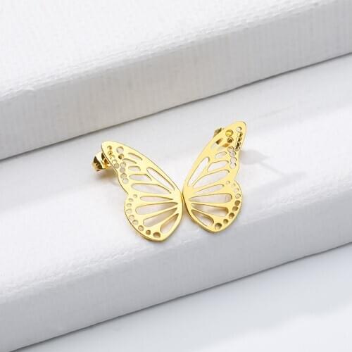 Chic Hollow Butterfly Earrings Delicate Stainless Steel Trendy Stud Earrings Simple Modern Female Classic Jewelry Gift For Girl