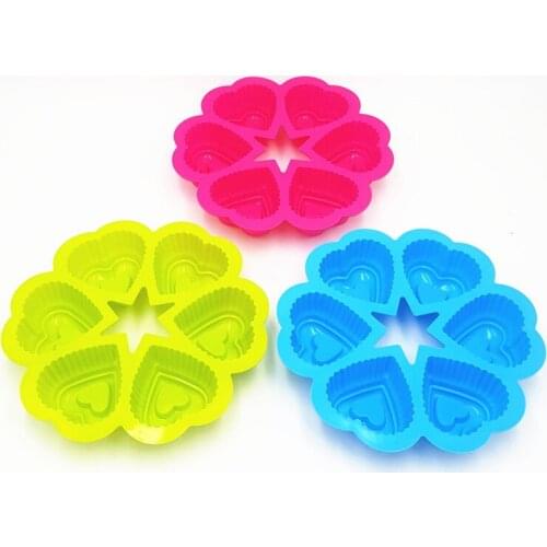 Six heart silicone cake mold Muffin Cup DIY baking mold creative cake mold