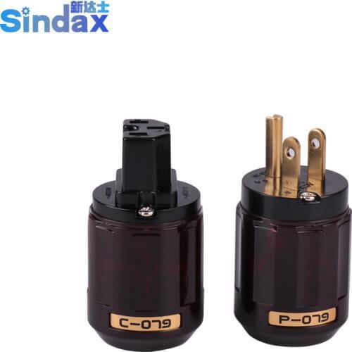 Sindax US P-079 + C-079 Amp Amplifier copper Power IEC Plug Connector For OYAIDE. 2pcs/lot