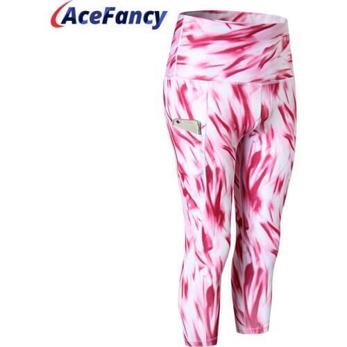 Acefancy Sport Leggings Women High Waist Calf-Length Sports Pants Camo Women Yoga Leggings Stretchy 61104 Sport Wear Gym Pants