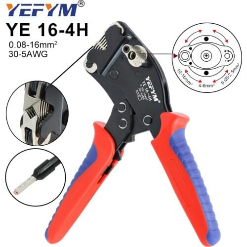 Tubular terminal crimping tools YE 16-4H 0.08-16mm² 30-5AWG mini pliers adjusting knob to control the force electricians clamp