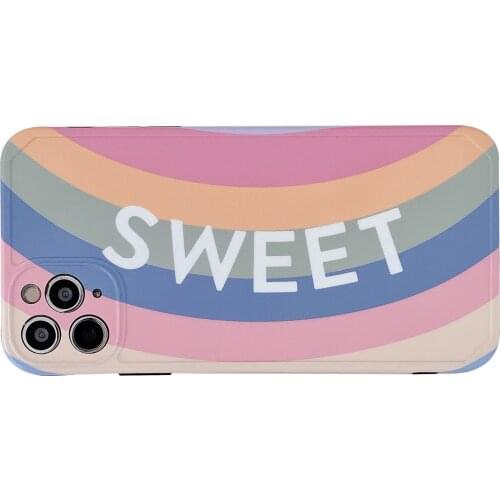 Candy Color Sweet Rainbow Case for iPhone 12 Pro Max Back Phone Cover for 12 Mini 11 Pro Max X XS XR 8 7 Plus SE 2020 Capa