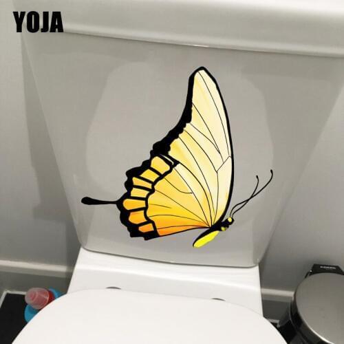 YOJA 20.5X19.7CM Yellow Butterfly Cartoon Animal Toilet Sticker House Decoration Room Wall Decal T1-2014