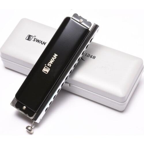 YUEKO Advanced Blues 12-Hole 48-Tone Chromatic Brass Stainless Steel Cover ABS Resin Piano Grid Beginner Harmonica Instrument