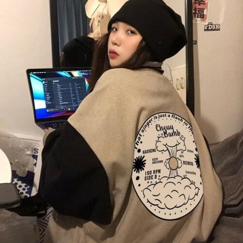 Womens Spring and Autumn American Stitching Color Baseball Uniform Y2K Jacket Oversized Retro Hip Hop Jacket