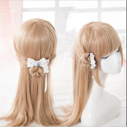 Womens Lolita blue hydrangea flower U shape Hairpin Cute Headwear Hair Accessories Hair Pin B986