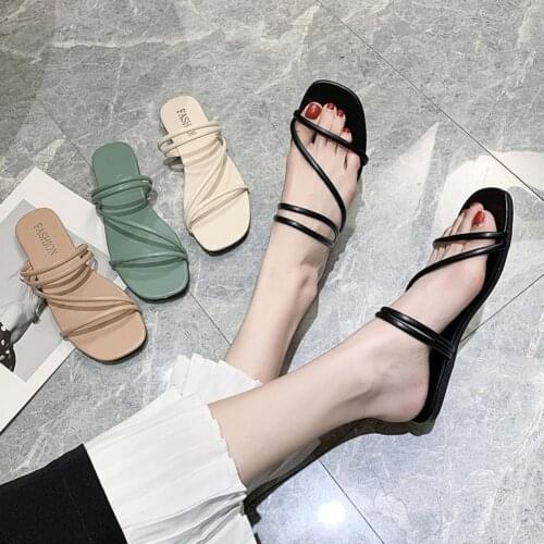 40% Dropshipping!!1 Pair Women Sandals Flat Heel Strappy Summer Anti-slip Open Toe Beach Sandals for Beach