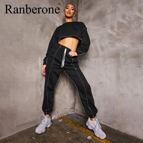 Ranberone Women Tracksuit Two Piece Set Sweatshirt Pants Casual Sports Jogging Suit Spring Autumn Hot Sale Support Wholesale