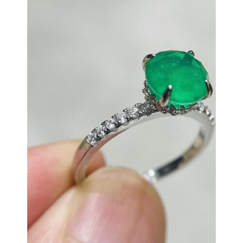 18K Gold Ring for Women Natural 1 Carat Emerald with Diamond Fiine Jewelry Anillos De Bizuteria Anillos Mujer Gemstone Rings Box