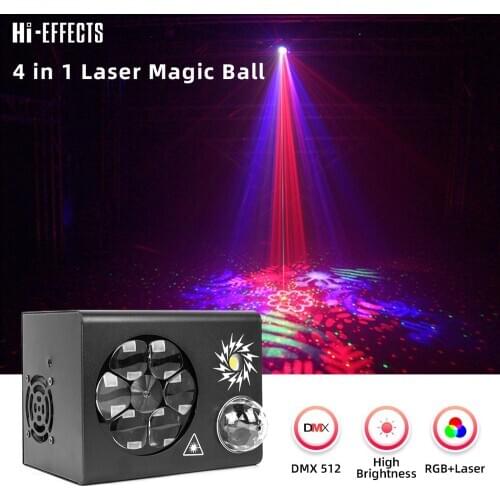 Sound Lights Mini 4in1 Effect Light Laser Light Projector Magic Ball Store Patterns Stage Light DMX Light for Dsico KTV Dj Light