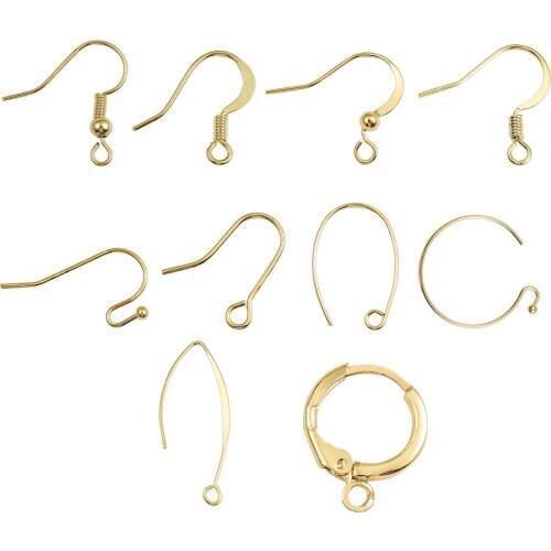 10-20pcs/lot 18K Gold Plated Copper French Earring Hooks Wire Settings Base Earrings Hoops For DIY Jewelry Making Accessories