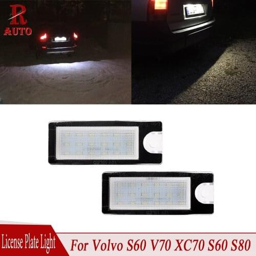 R-Auto 2 Pcs LED License Plate Light Number Plate Light Lamp Super Bright White Car Styling For Volvo S60 V70 XC70 S60 S80