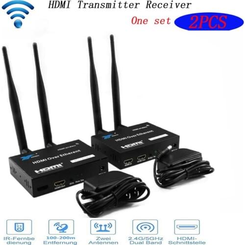 200M 5GHz IR WiFi Wireless Transmission System HDMI Extender Extension Transmitter Receiver Video Converter PC To TV HDMI Sender