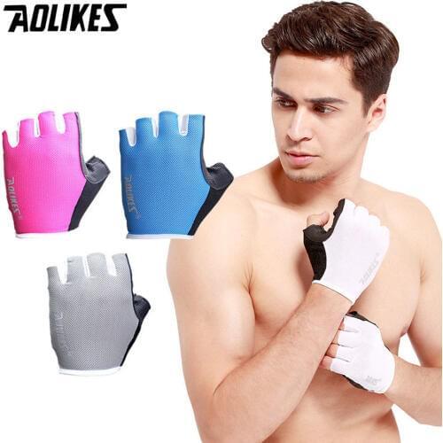 AOLIKES 1 Pair Anti-skid Breathable Gym Gloves Body Building Training Sport Dumbbell Fitness Exercise Weight Lifting Gloves