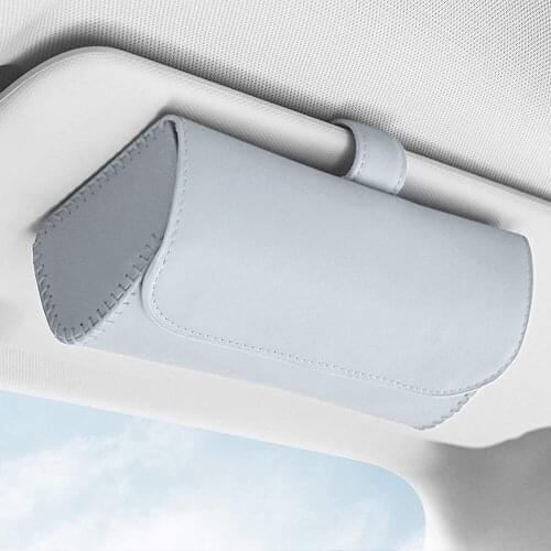 Car Sunglasses Leather Clip Storage Box Sun Visor Glasses Case Organizer PU Leather Eyeglasses Storage Box Auto Interior